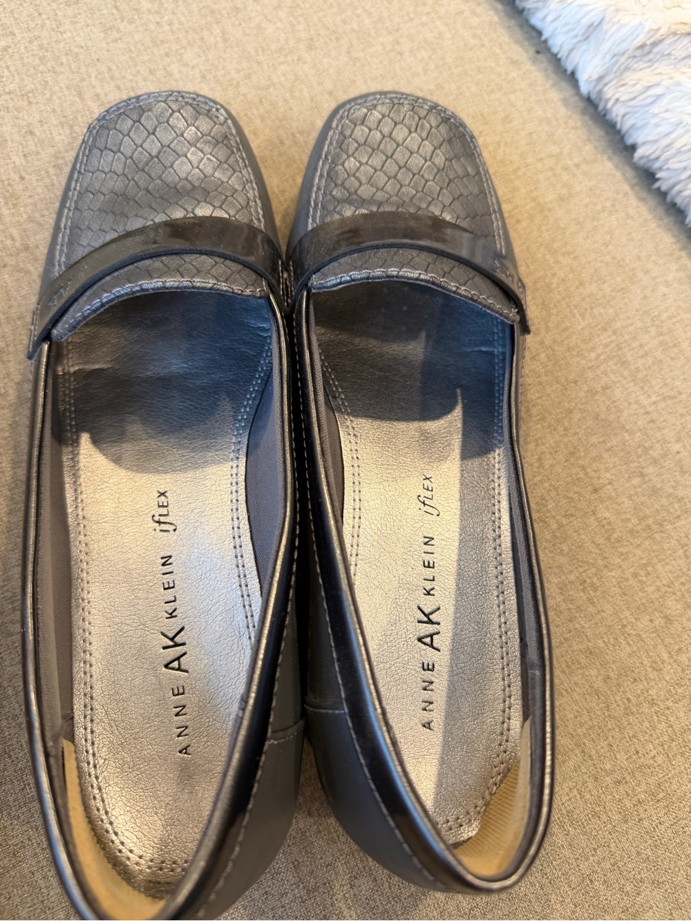Anne Klein Slate Gray Leather Penny Loafer - Picture 5 of 5